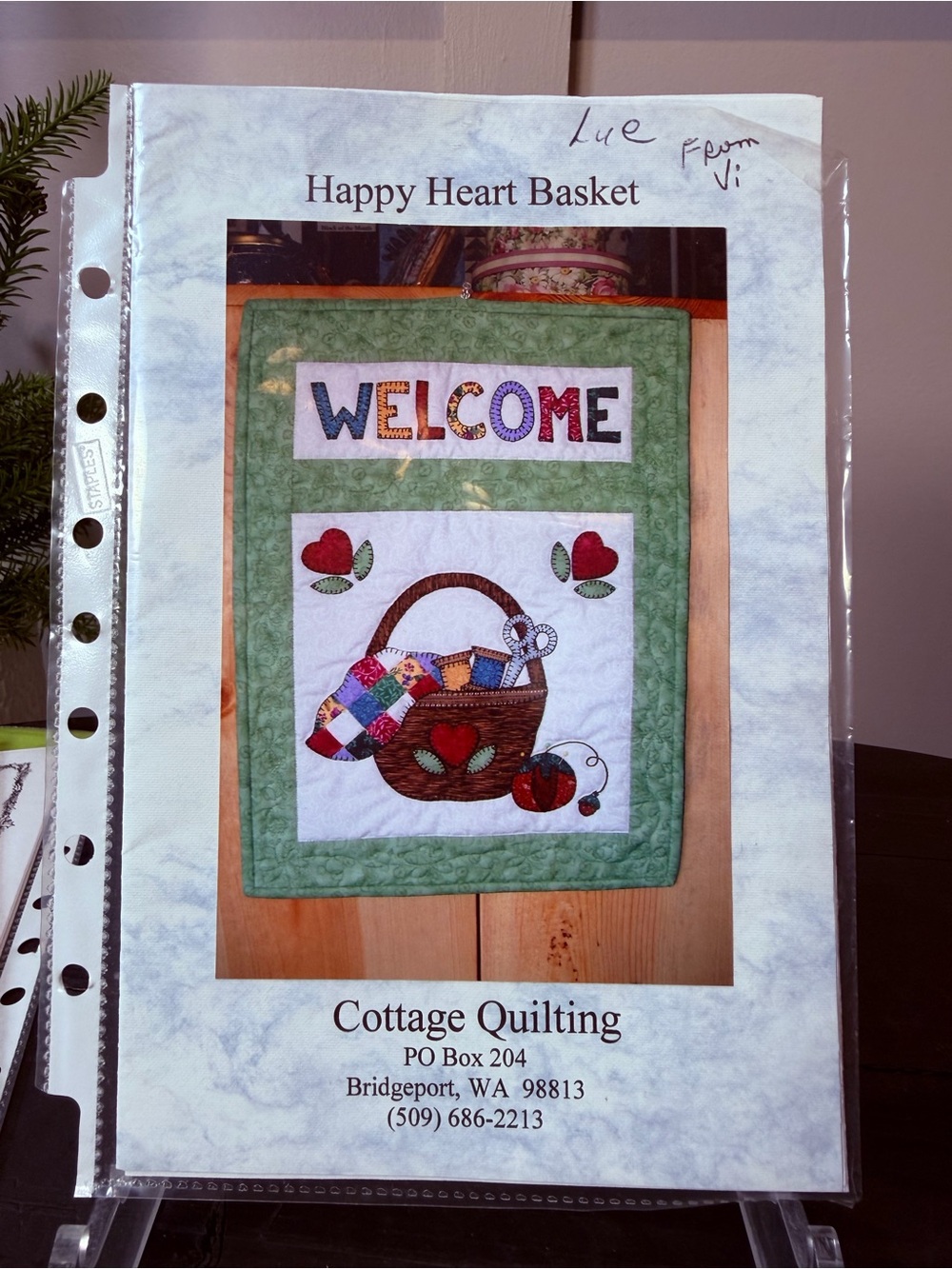 "Happy Heart Basket" Welcome Wall Hanging Pattern - Green